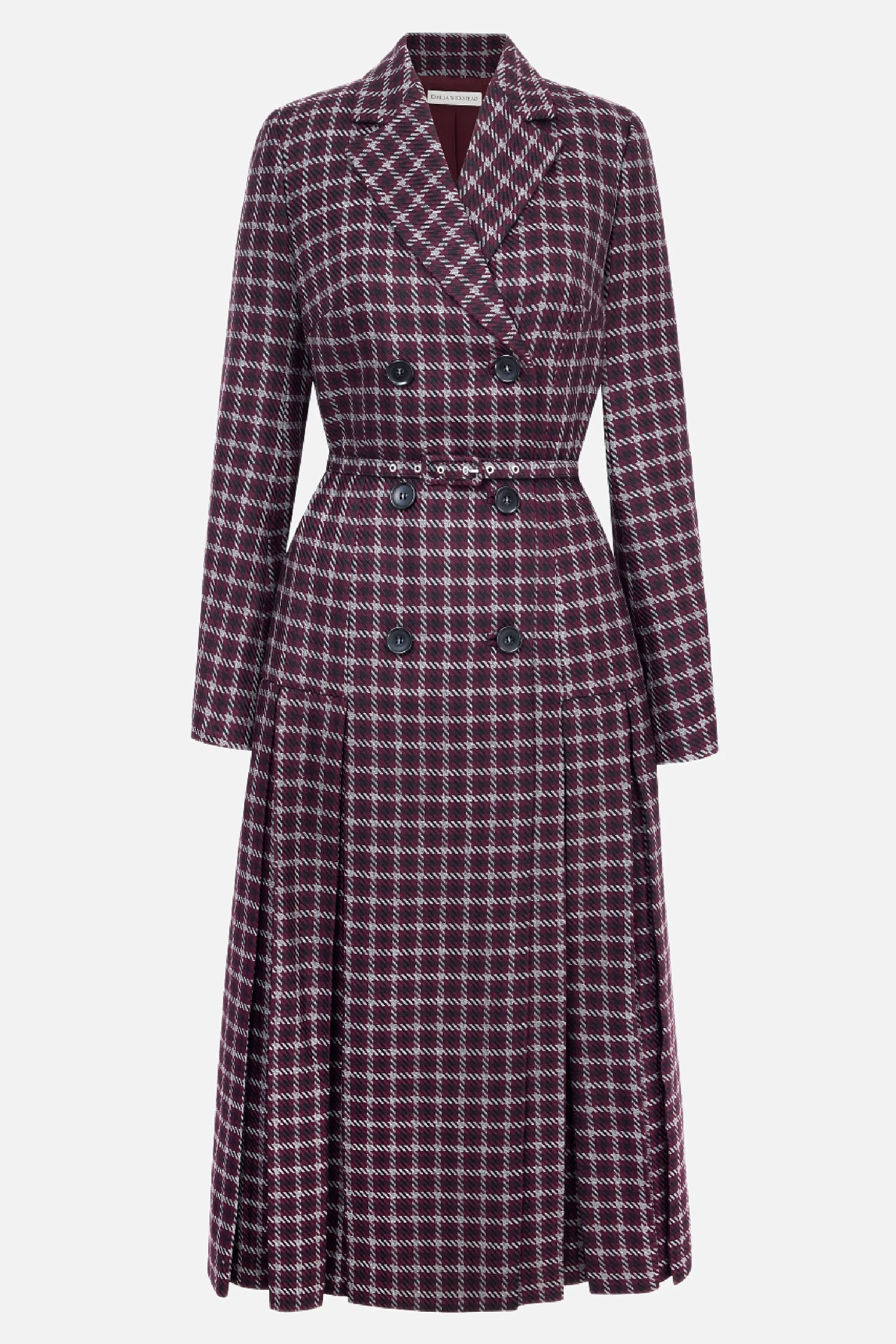 chaney dress in red & Black shetland houndstooth