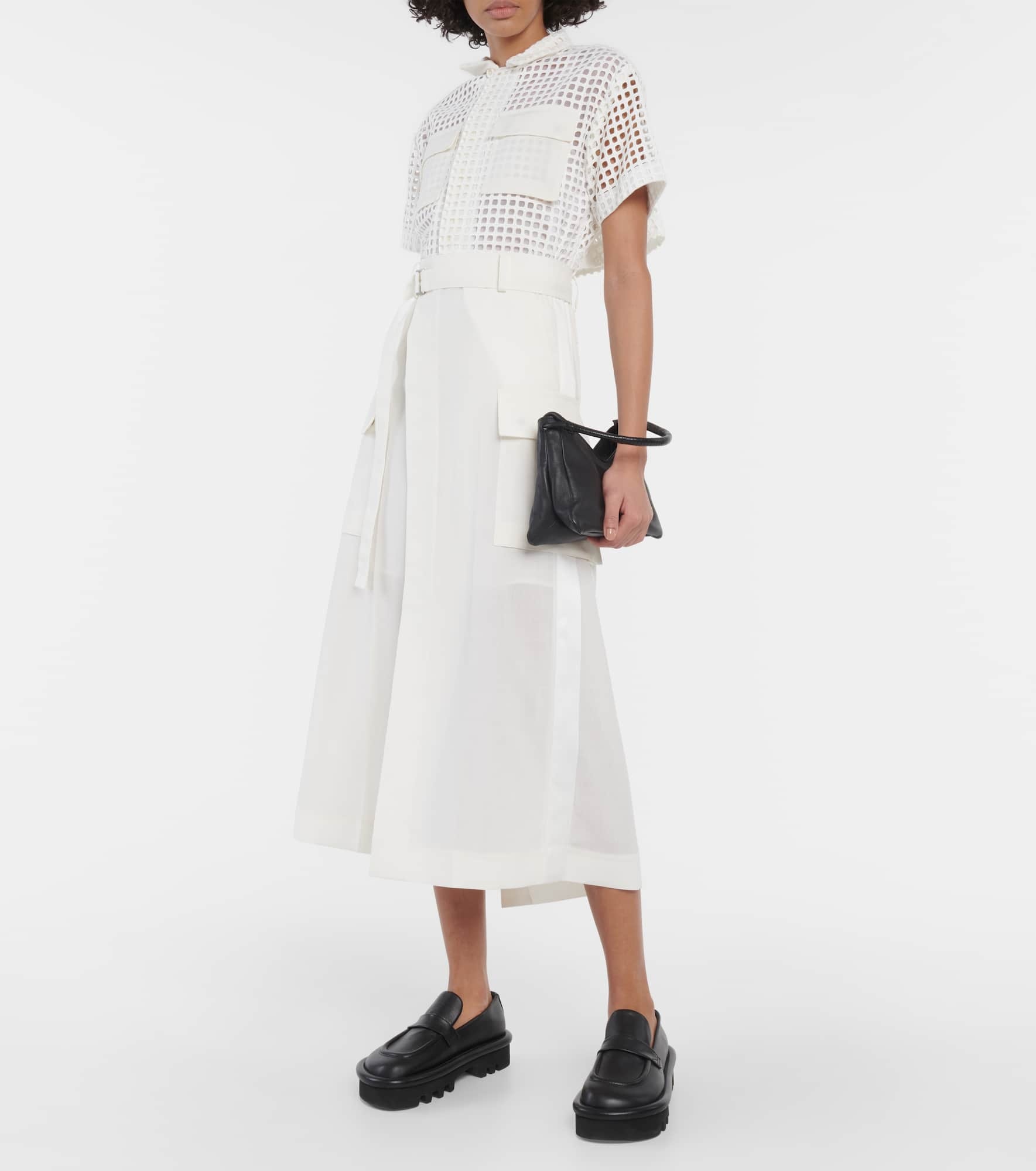 Lace-trimmed cotton midi dress - 2