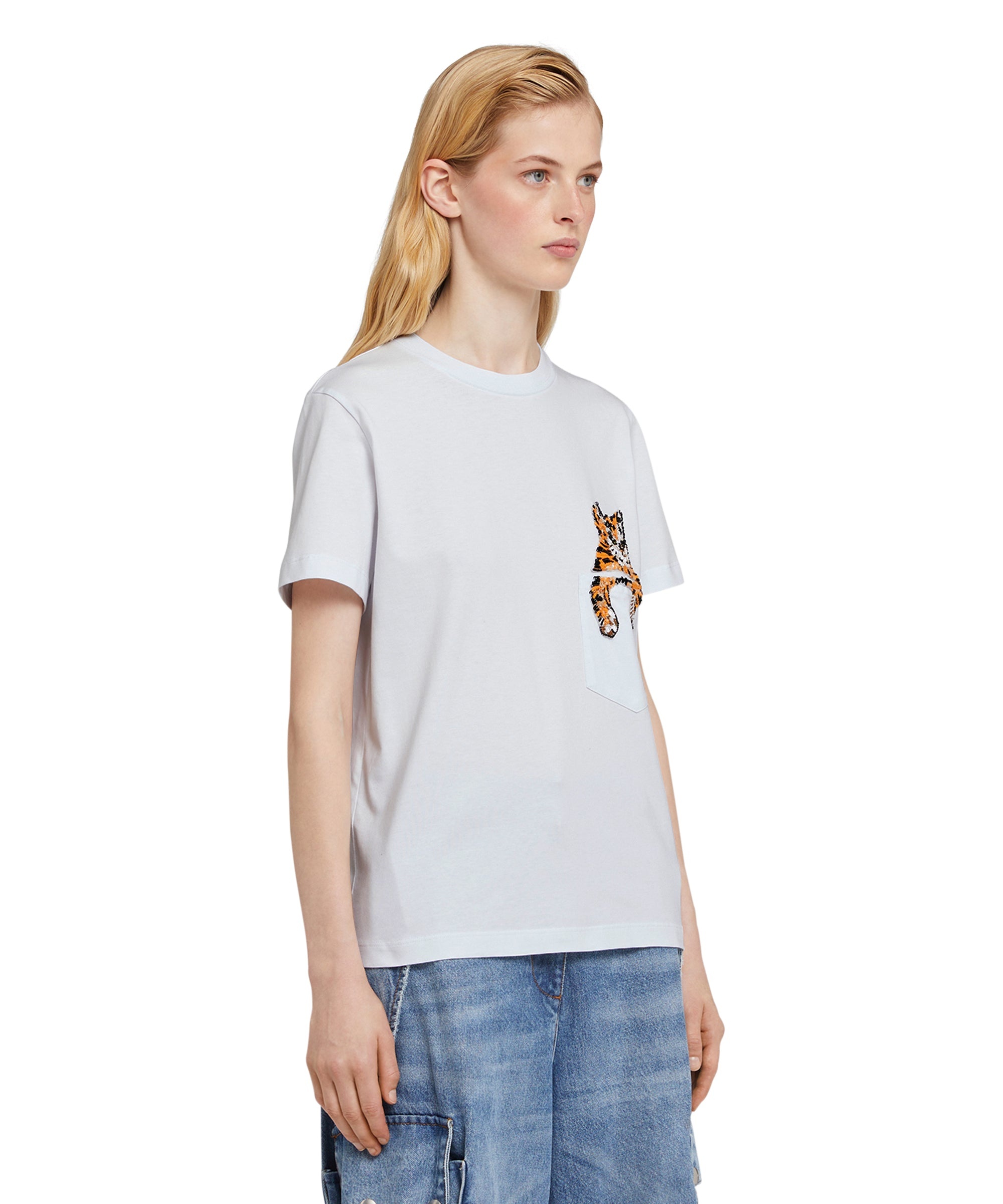 Cotton crewneck t-shirt with "Cat on pocket" print - 4
