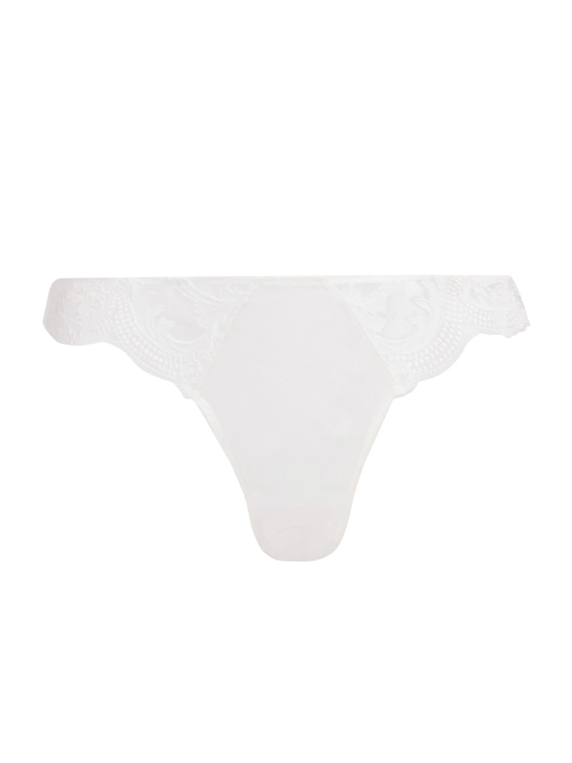 Women's Voltaire Silk & Lace Thong - Ivory - 1