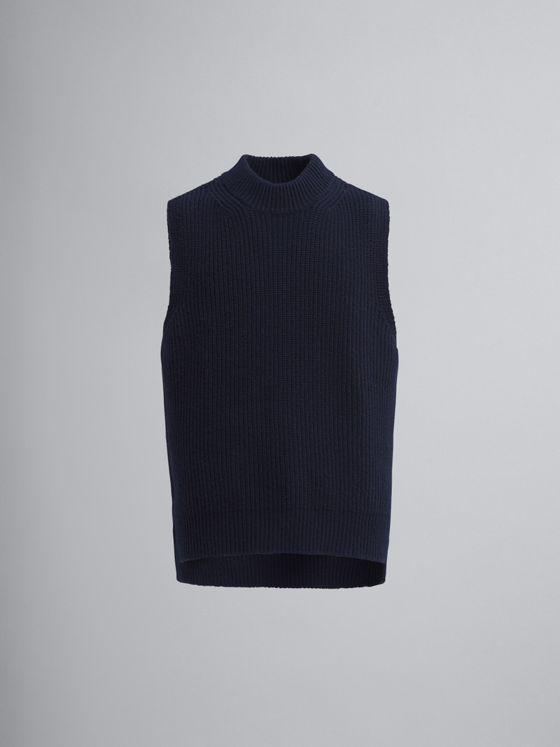 ASYMMETRIC CARDED WOOL VEST 1