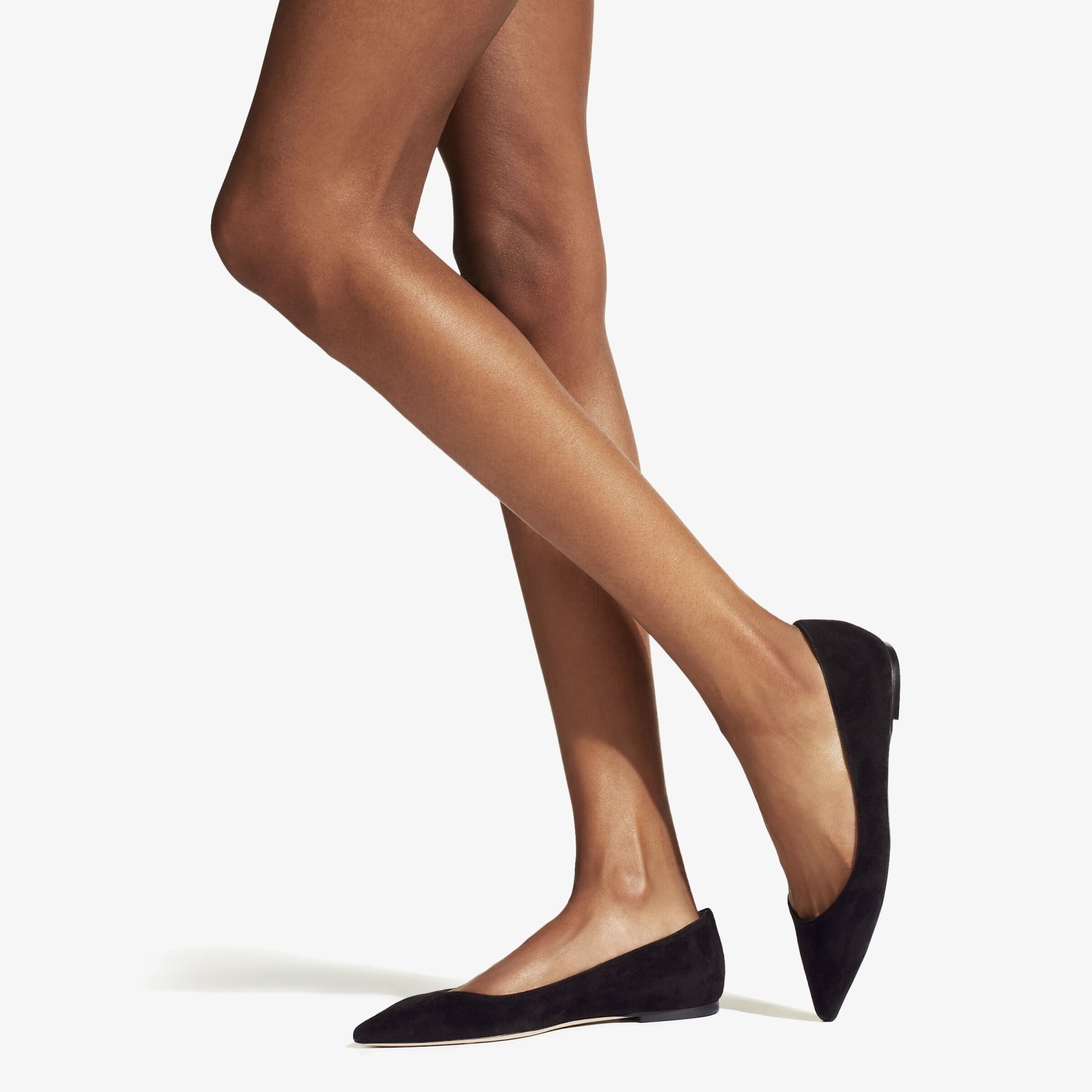 JIMMY CHOO Romy Flat Black Suede Pointy Toe Flats REVERSIBLE