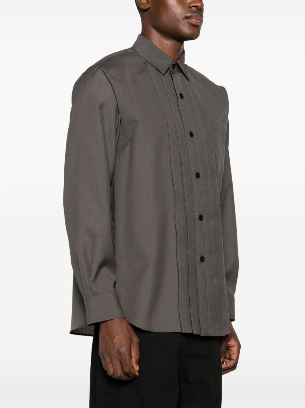 pleated button-up shirt - 3