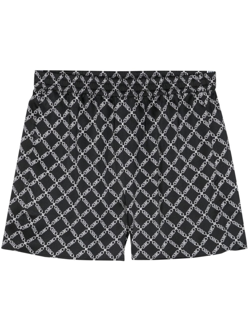 Empire logo-print satin shorts 1
