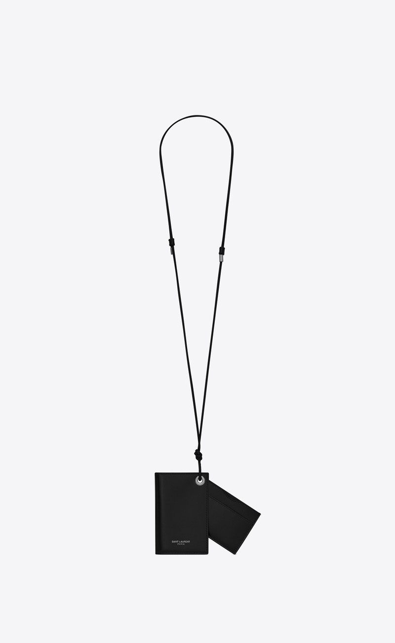 SAINT LAURENT saint laurent flip card case in smooth calfskin and matte nappa leather outlook