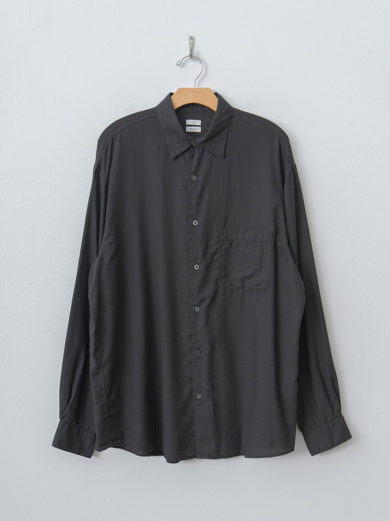 Cotton Silk Twill Garment-dyed Loose Shirt - Carbon 1