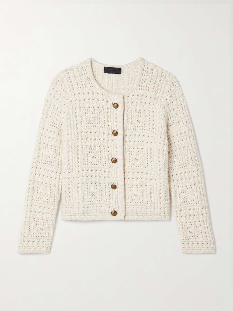 Harry pointelle-knit cashmere cardigan Ivory 1