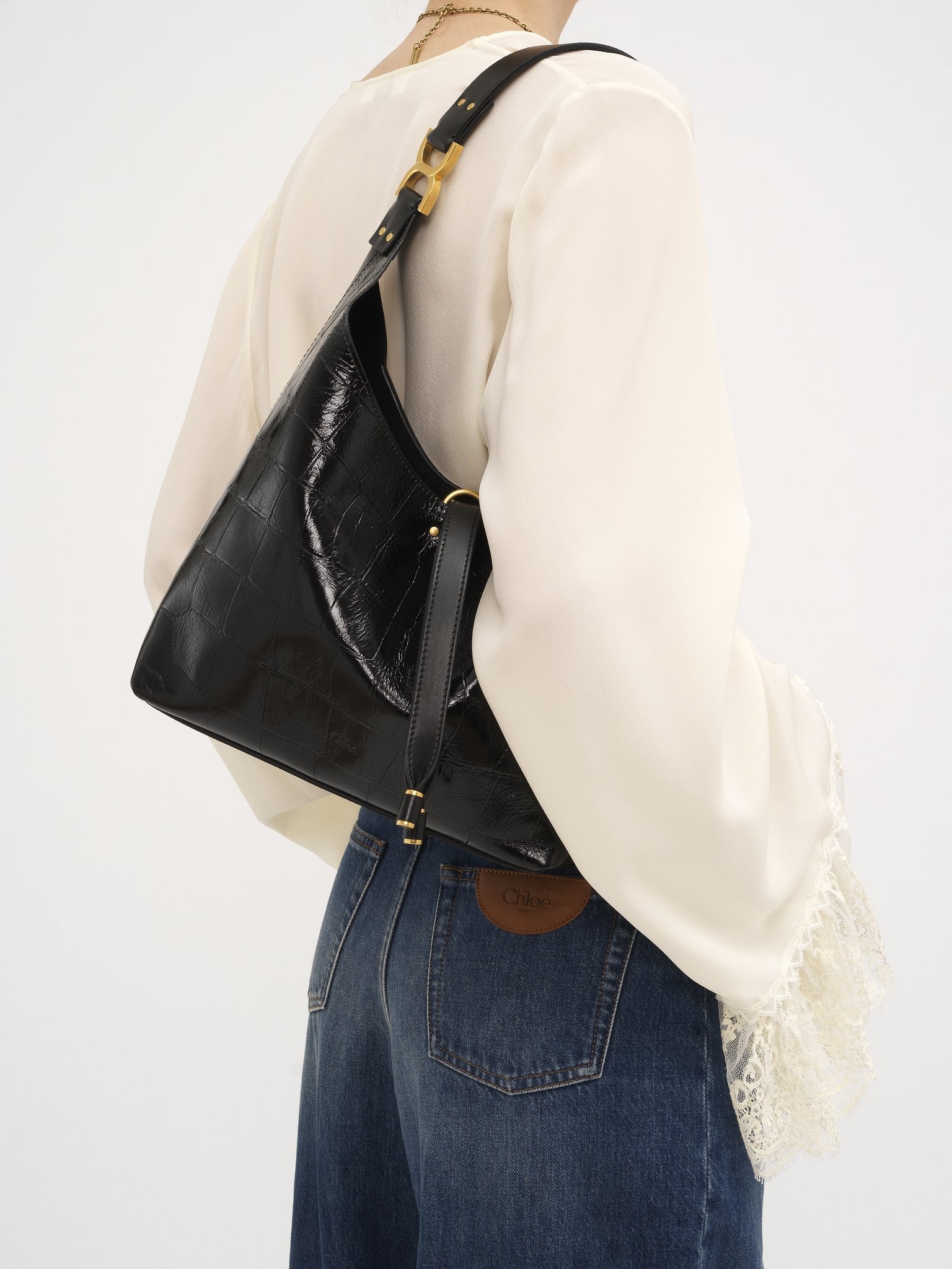 SMALL MARCIE HOBO BAG IN CROCO-EFFECT LEATHER - 2