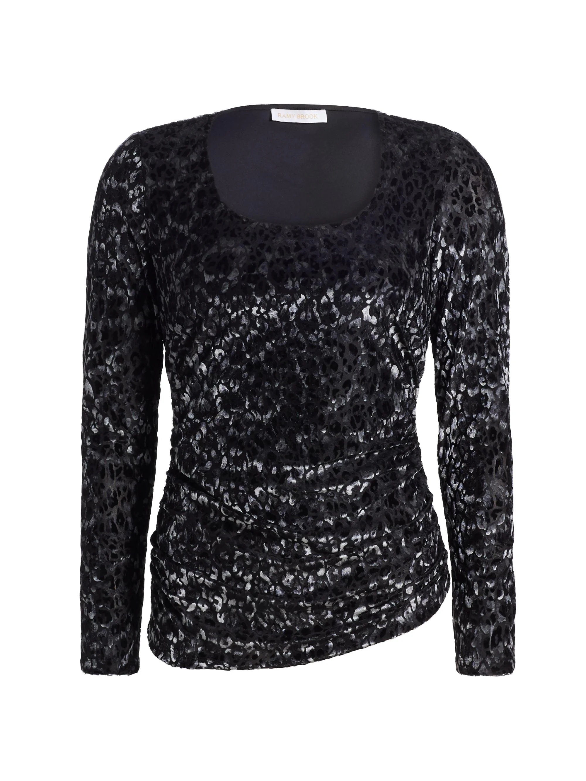 Women's Lira Leopard-Print Velvet Top - Black Leopard Burnout - 1