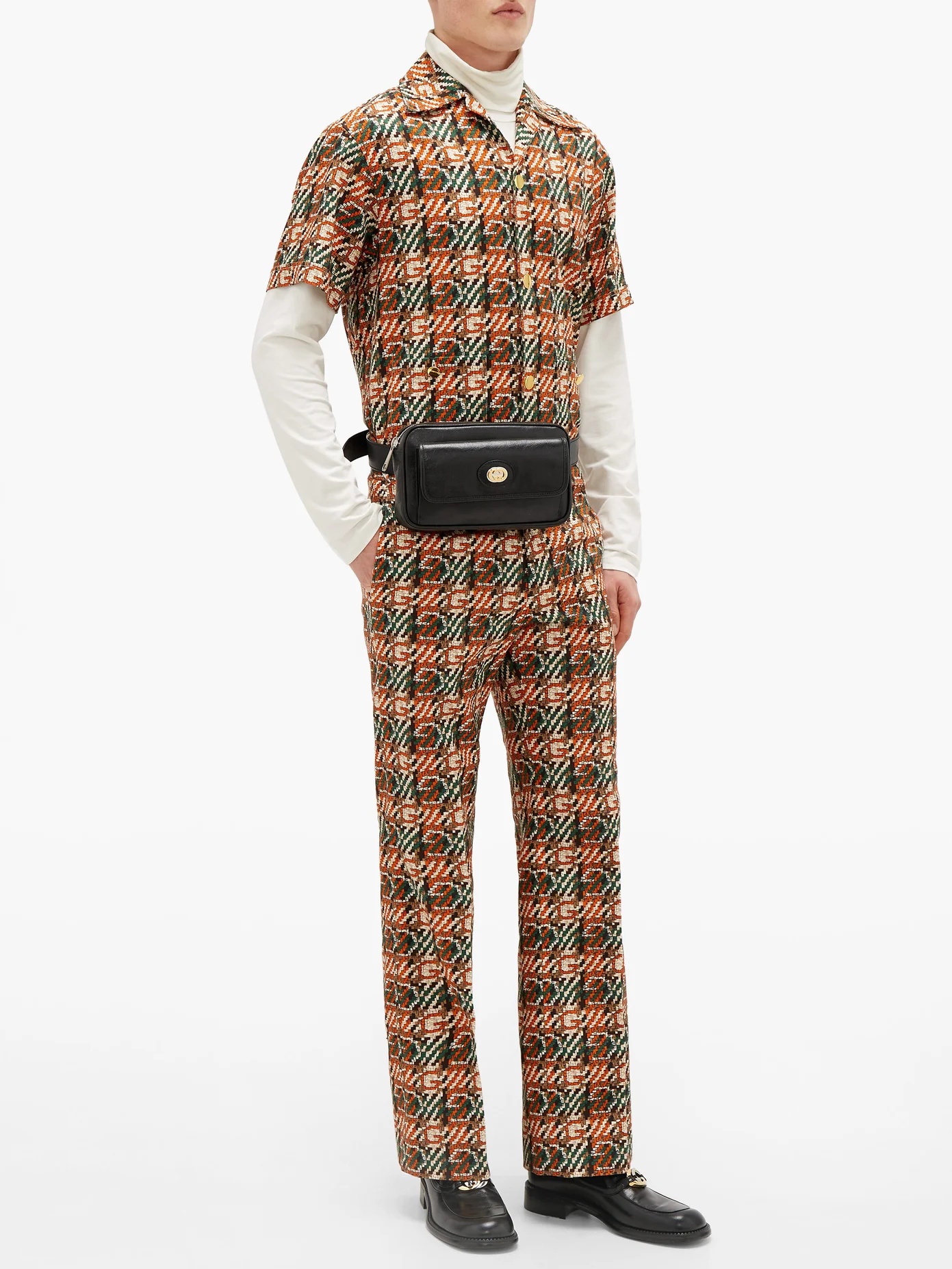 G-check printed cotton-canvas trousers - 2