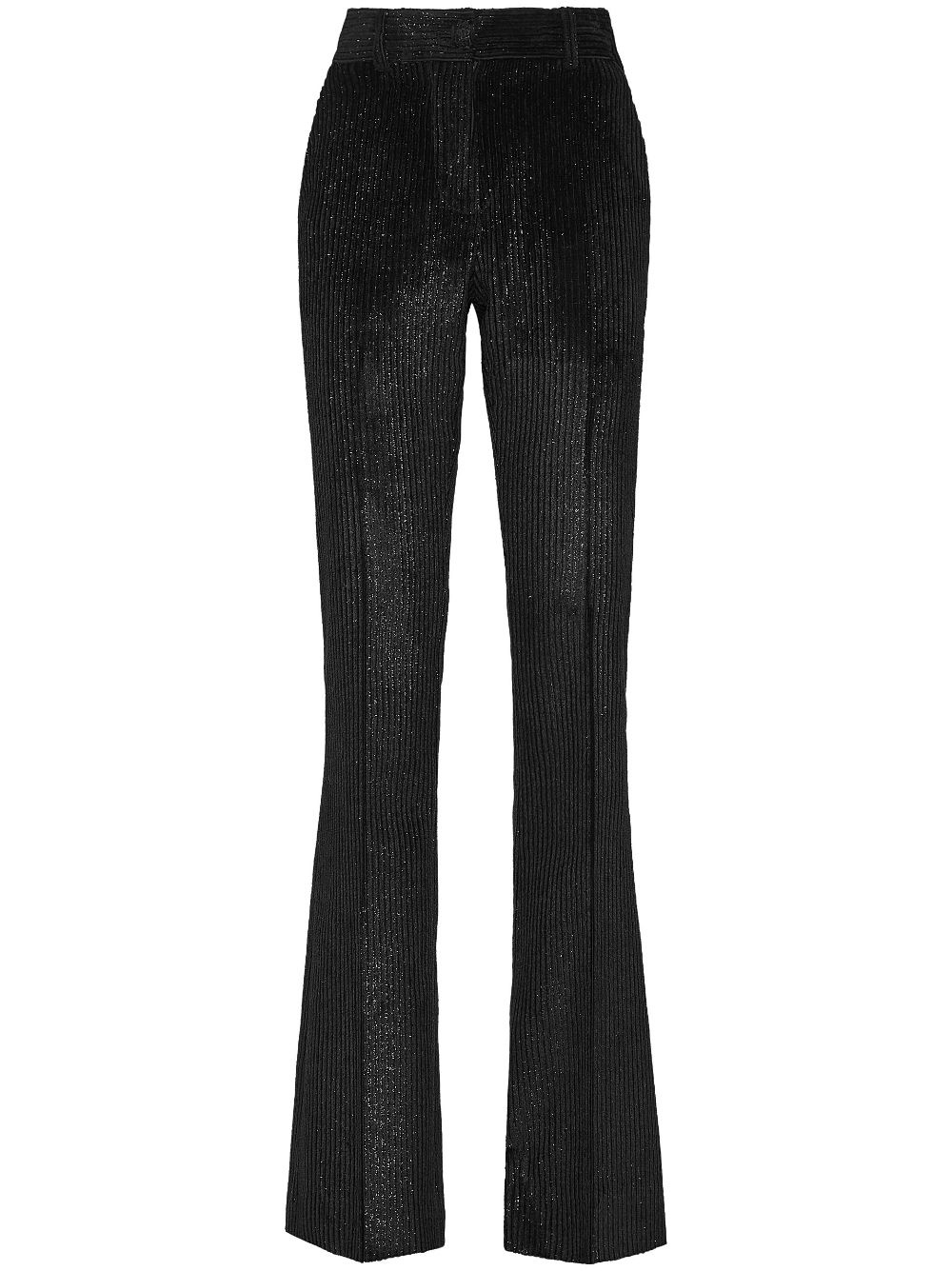 high-waisted corduroy flared trousers - 1