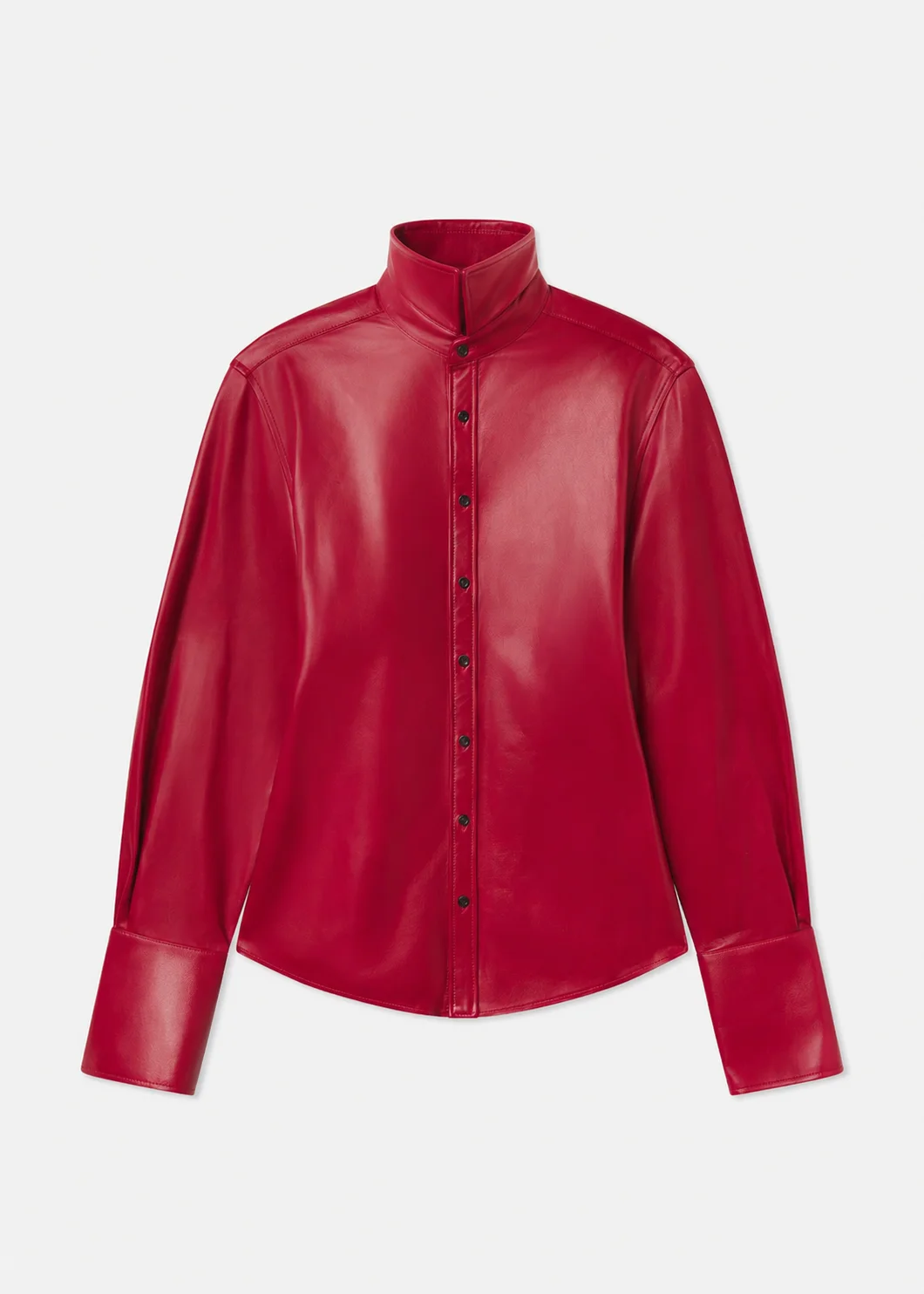 Stand Collar Shirt in Leather - 1