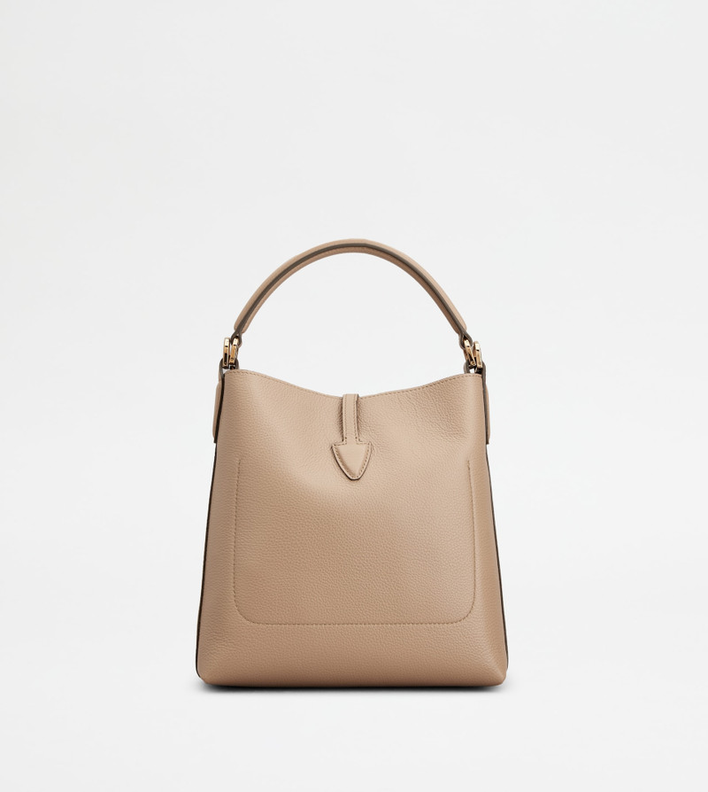 T TIMELESS BUCKET BAG IN LEATHER MINI - BEIGE 4