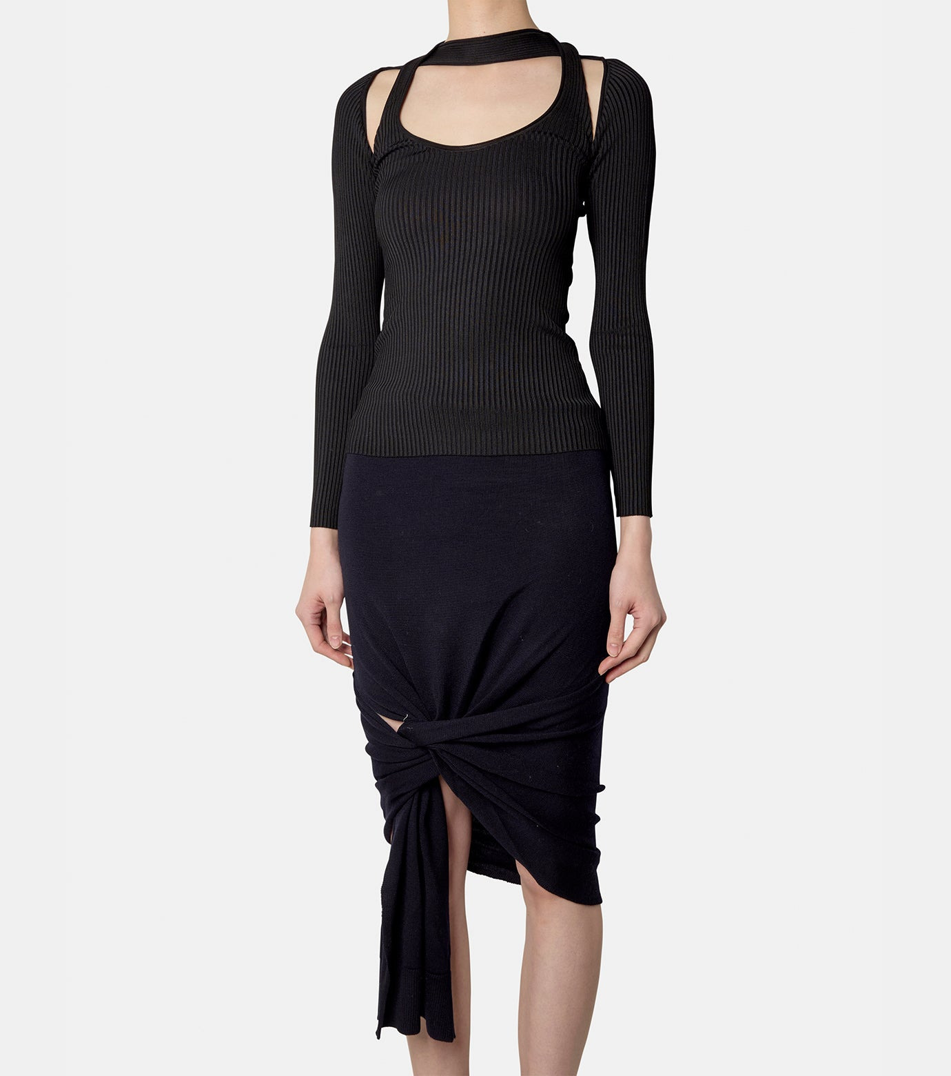 Long Sleeve Cut-Out Knit Top - 4