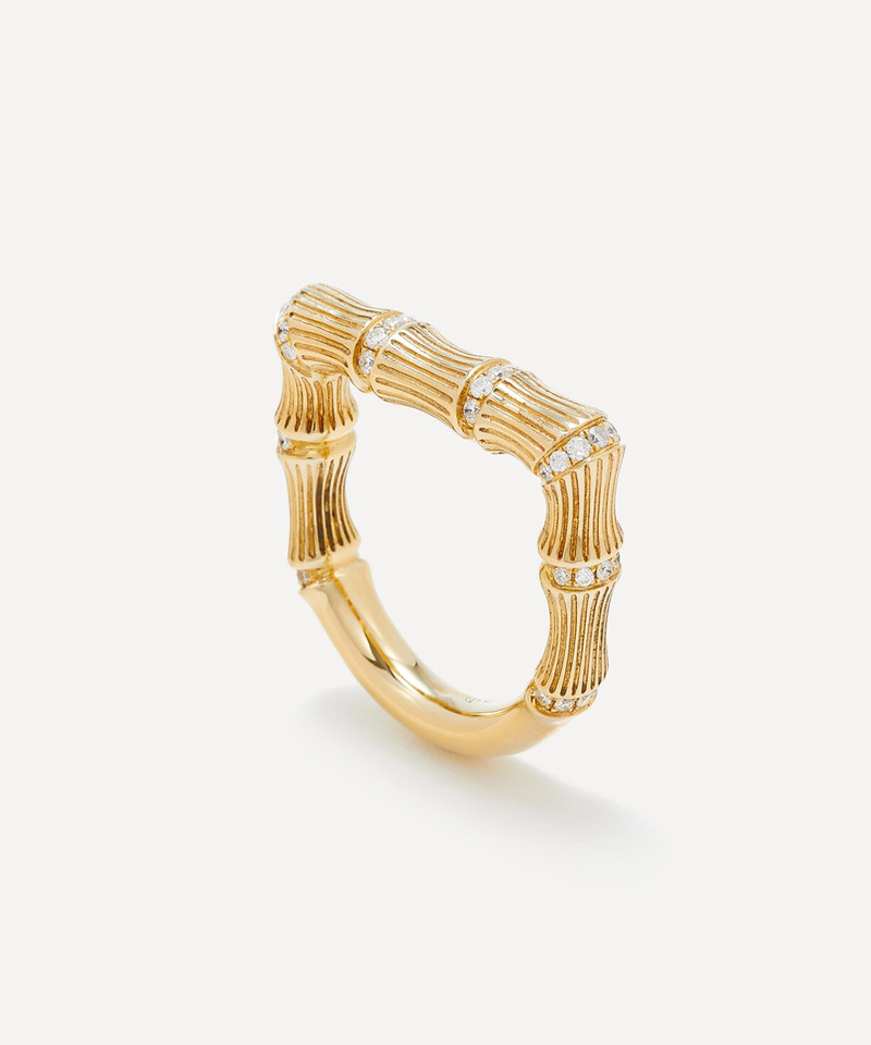 Yvonne Léon 9ct Gold Bamboo Diamond Ring outlook