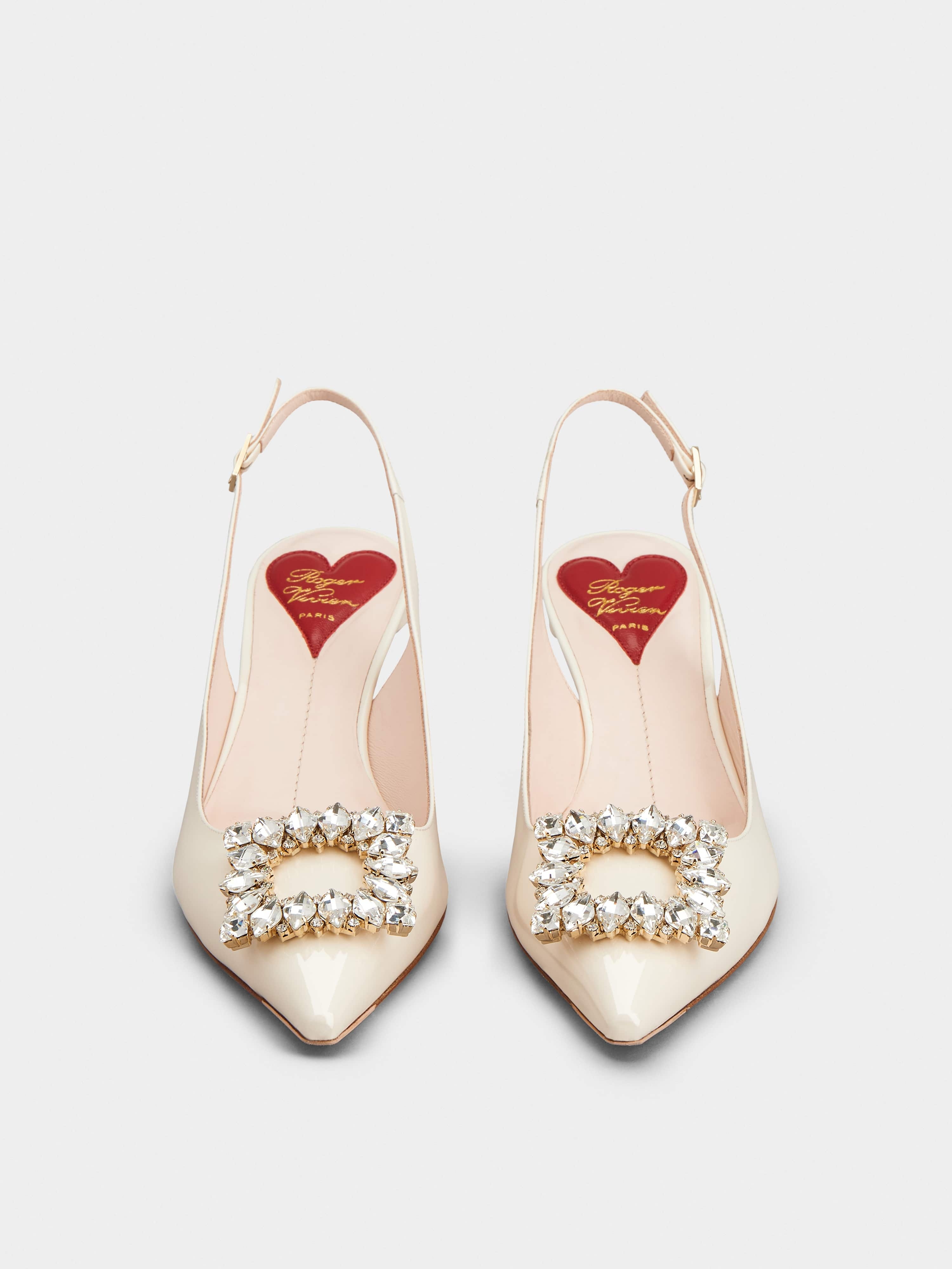Virgule Strass Buckle Slingback Pumps in Patent Leather - 7