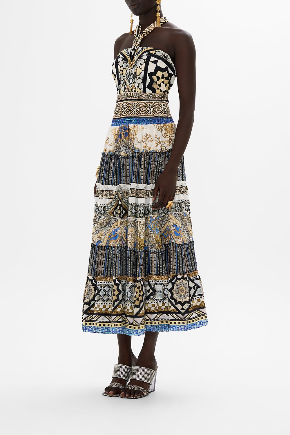 SHIRRED WAIST TIERED CIRCLE SKIRT - 5