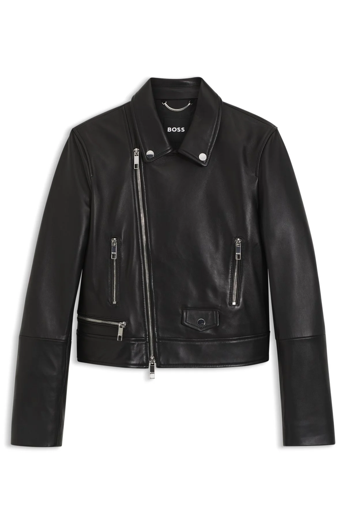 LEATHER BIKER JACKET IN A REGULAR FIT - 1