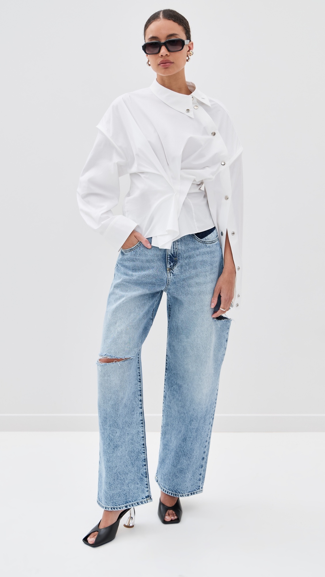 Asymmetric Collar Shirt - 4