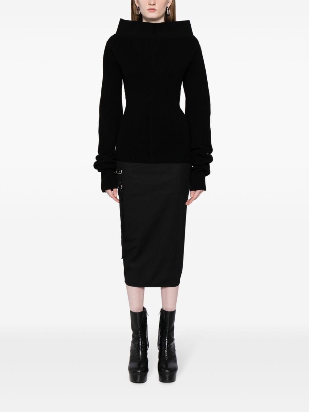 vertical-seamed ribbed-knit jumper - 2