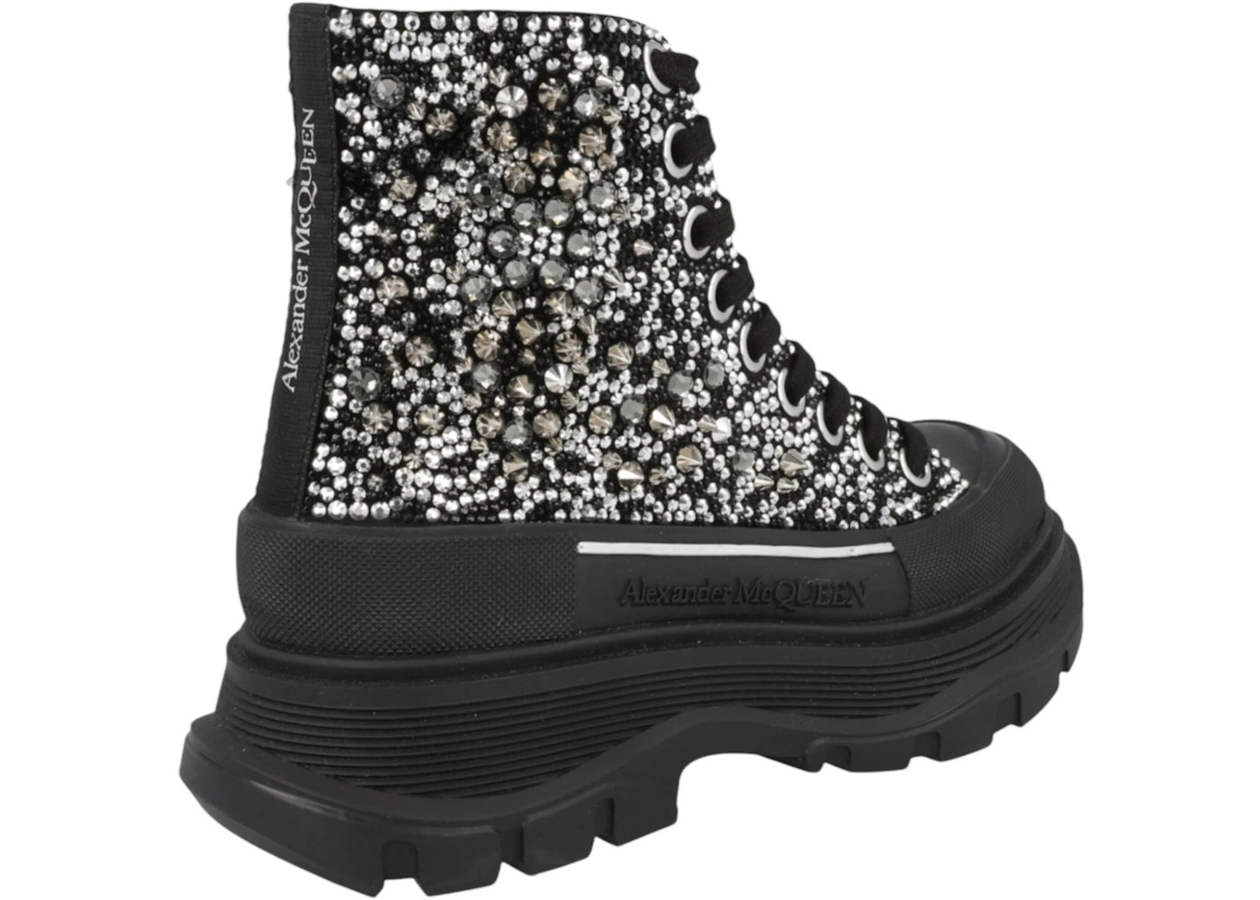 Alexander McQueen Tread Slick Boot Black Silver Crystal (Women's) - 3