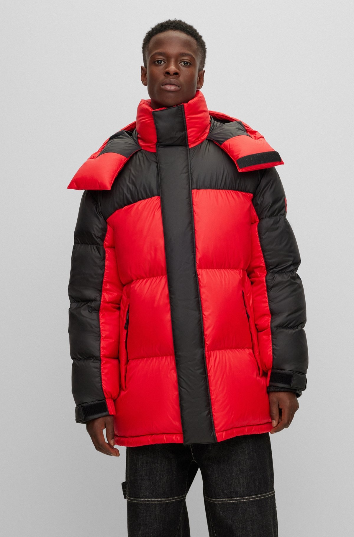 WATER-REPELLENT PARKA WITH RED-RUBBER LOGO BADGE - 2