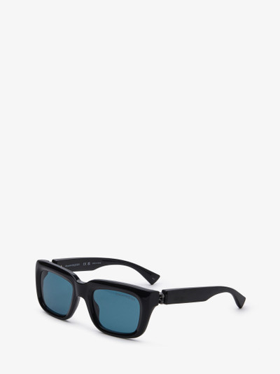 Alexander McQueen Men's Floating Skull Rectangular Sunglasses in Black/blue outlook