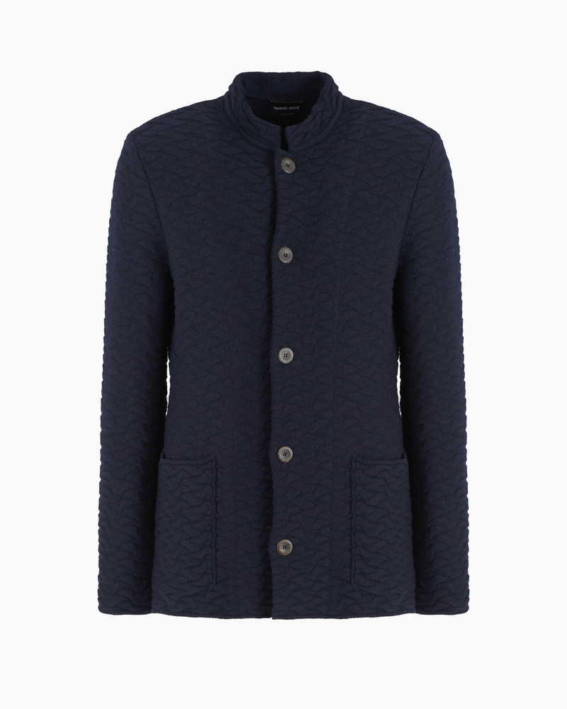Single-breasted, knit virgin-wool jacket 1
