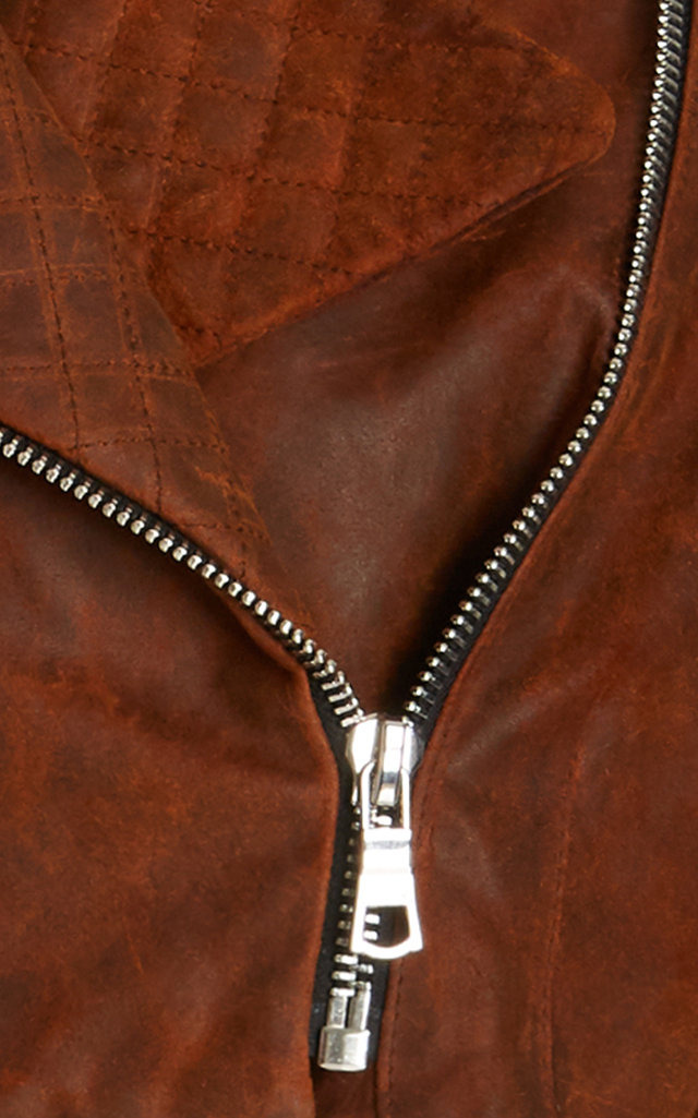 Cropped Leather Moto Jacket brown - 5