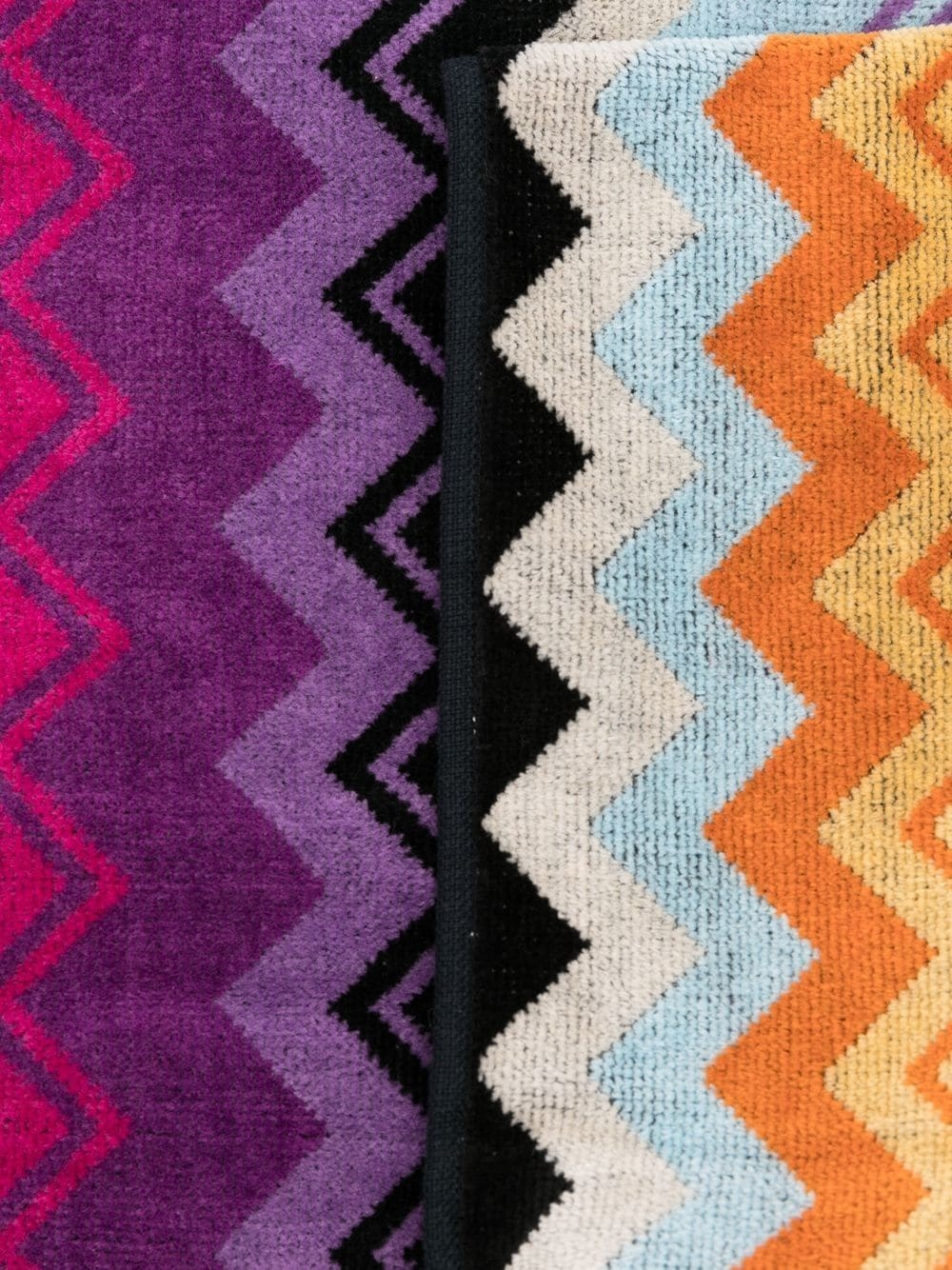 zigzag-pattern cotton towel - 3