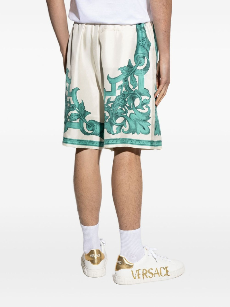 baroque print silk shorts 4