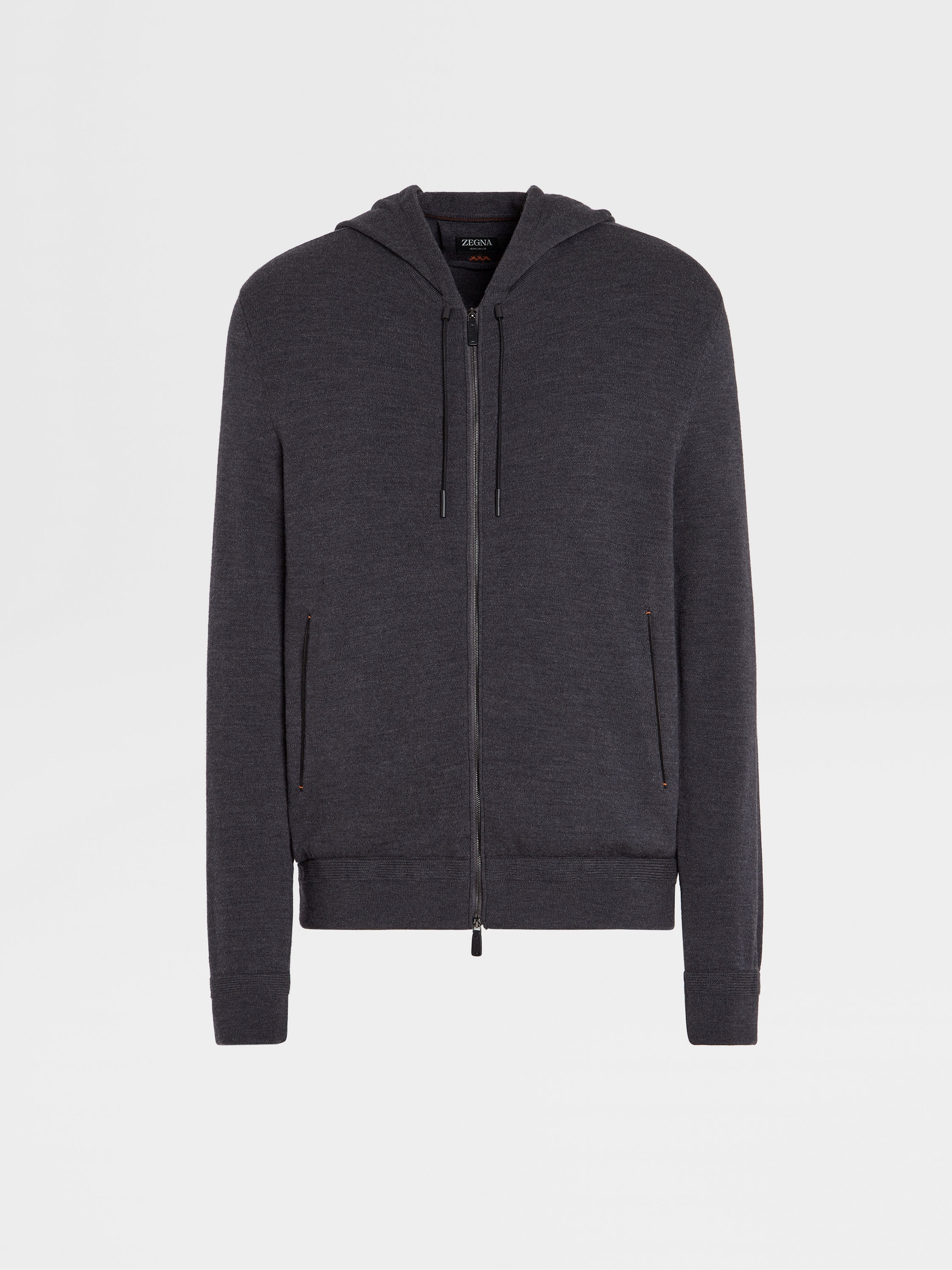 DARK GREY 12MILMIL12 WOOL FULL ZIP HOODIE - 1