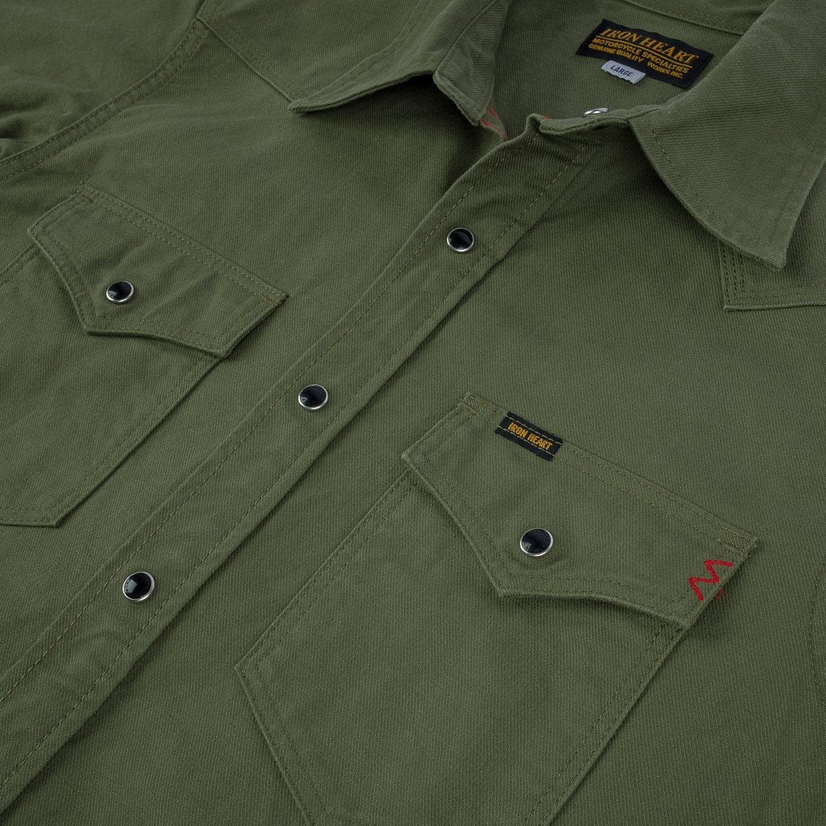 IHSH-381-OLV 9oz Military Serge CPO Shirt  - Olive - 9