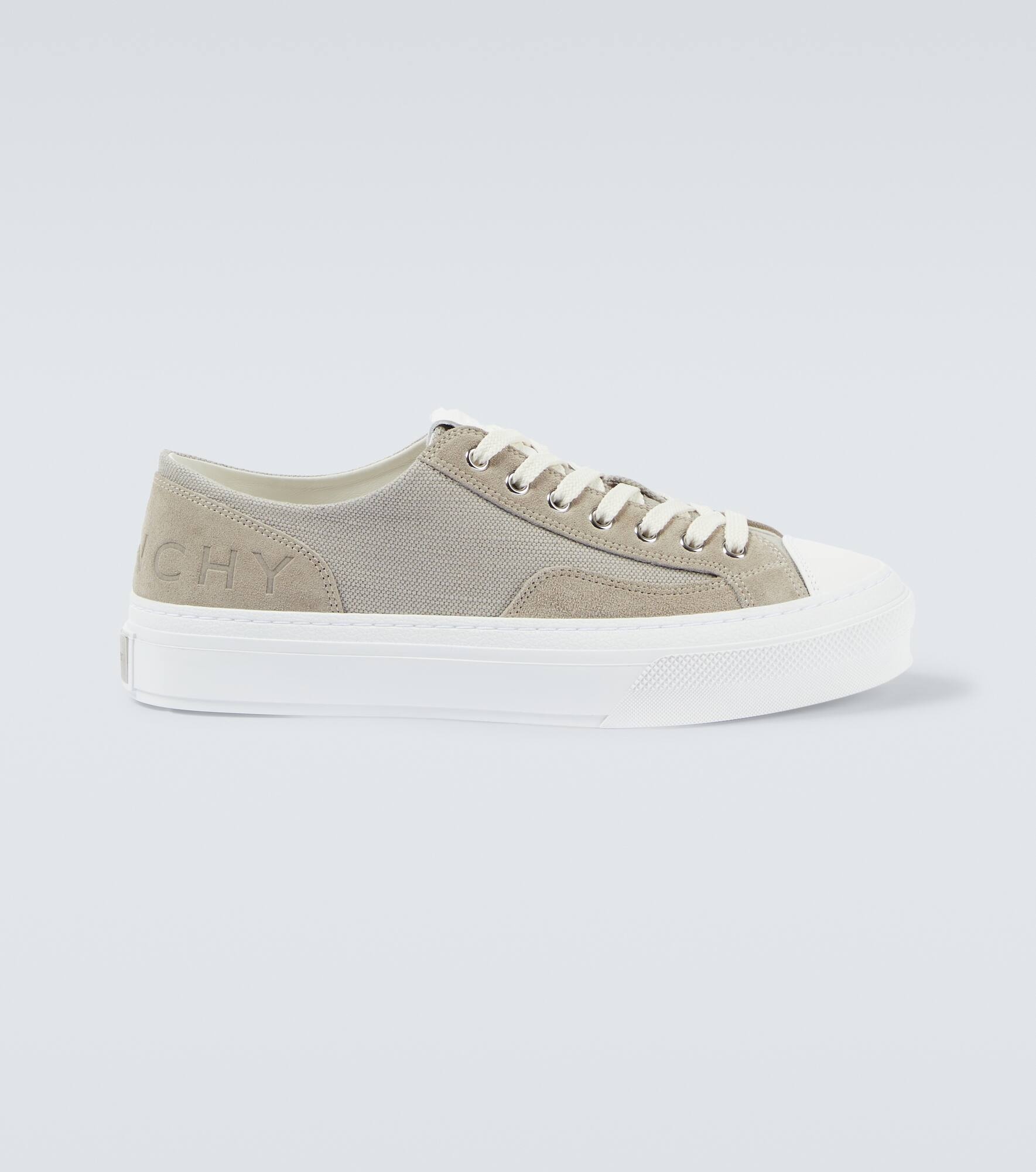 City suede-trimmed canvas sneakers - 1