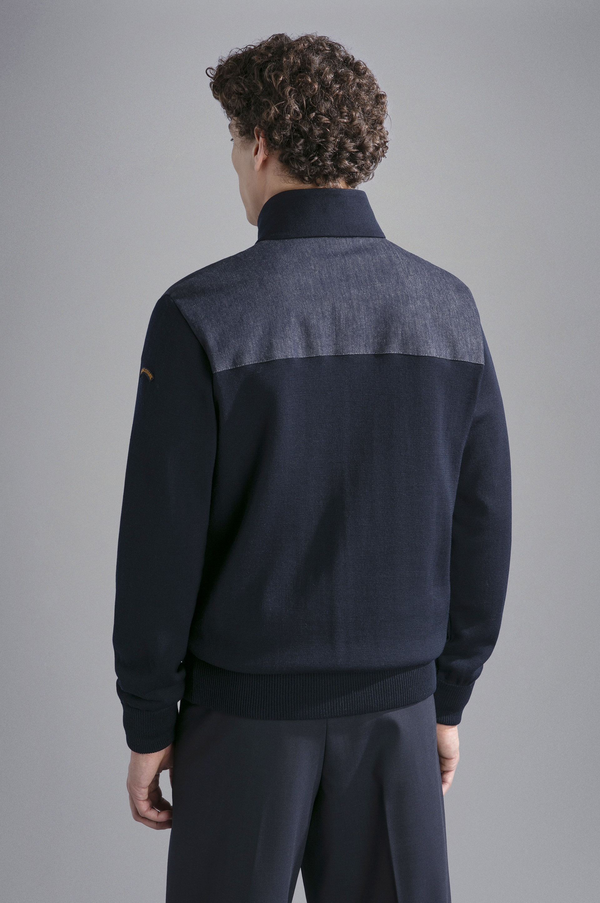 WOOL SWEATER WITH DENIM INSERTS - 3
