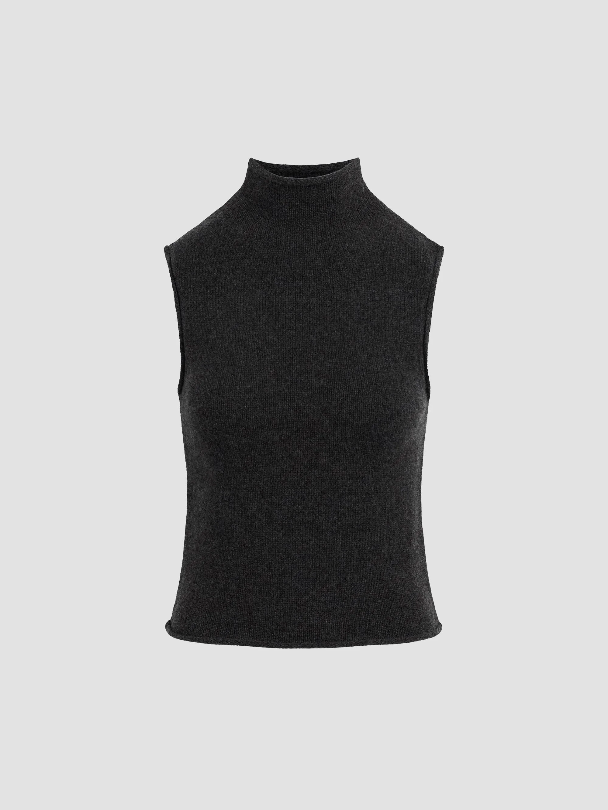Women's The Stevie Sleeveless Rolled Neck Sweater - Charcoal - 1