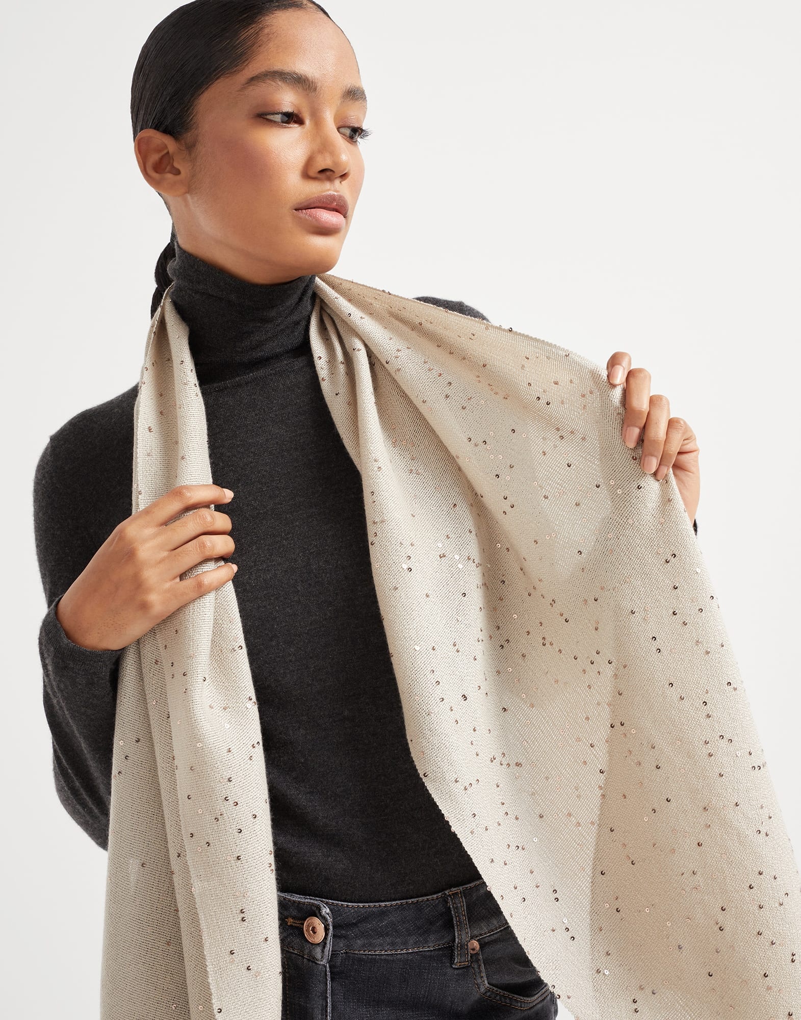 Cashmere and silk diamond yarn scarf - 4