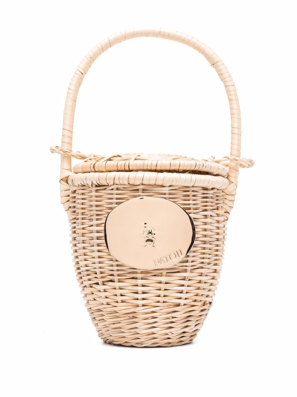 wicker-woven bucket bag - 1