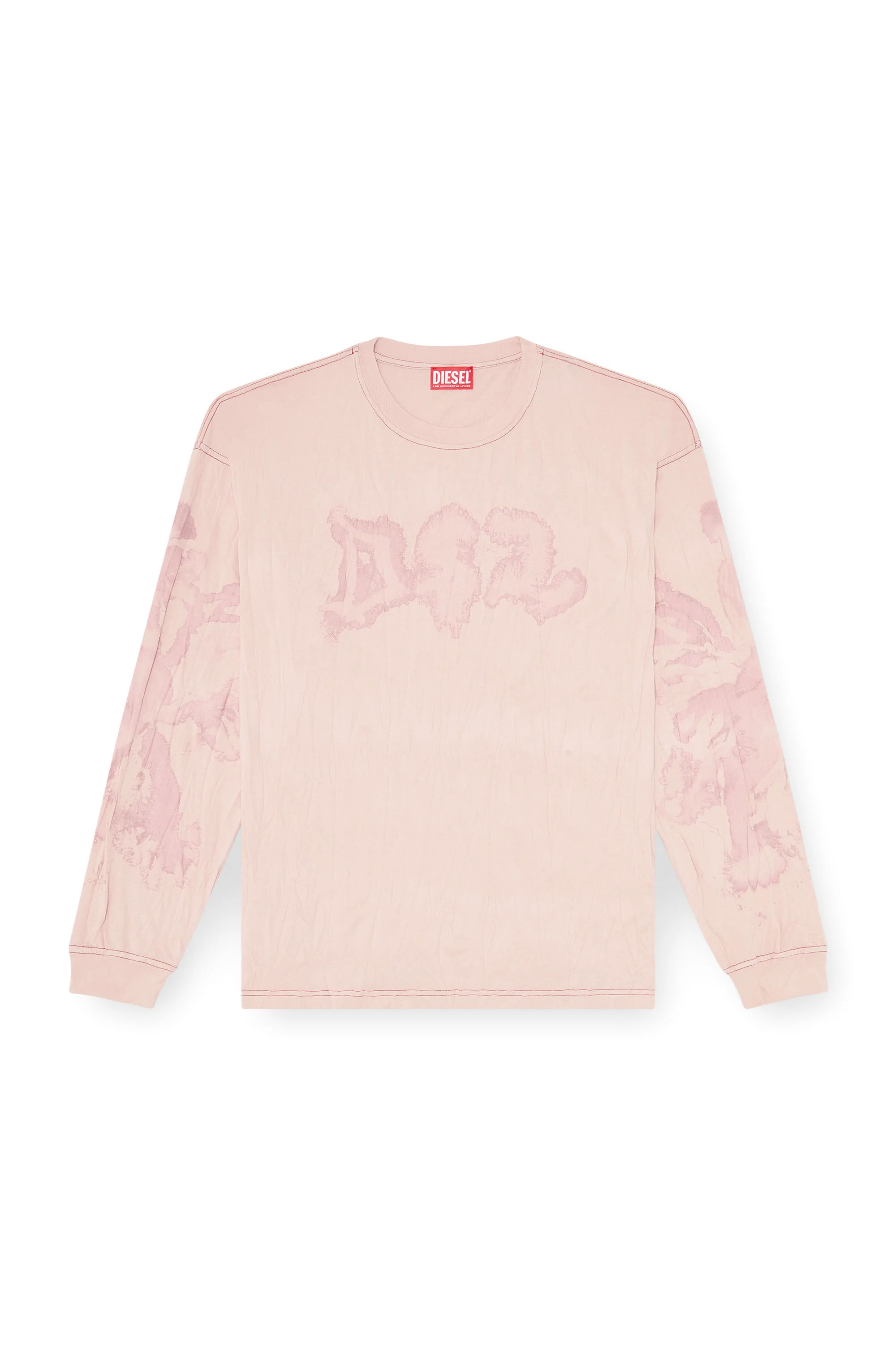 RELAXED LONG SLEEVE TEE WITH BLOTCHED PRINT - 1