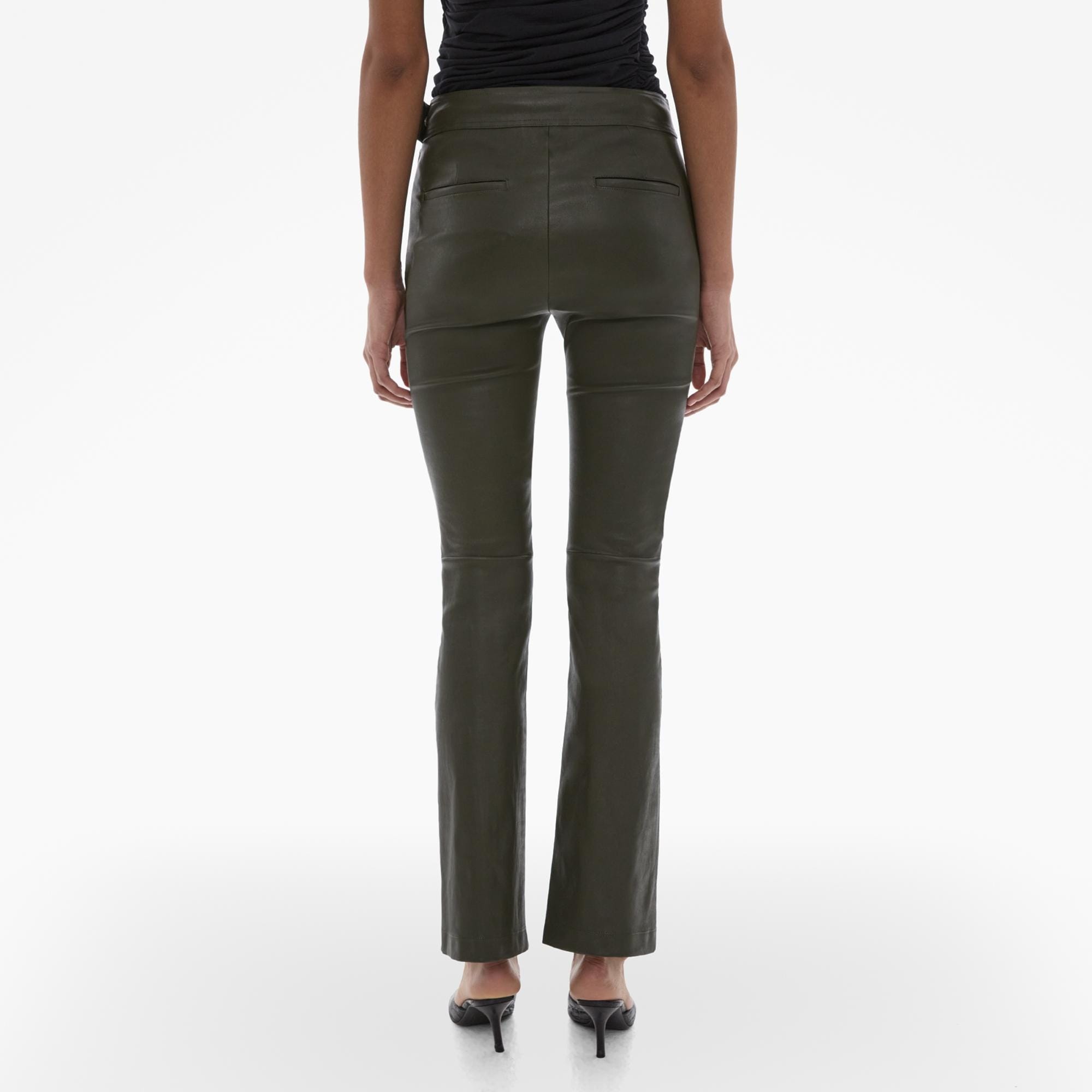 CROPPED FLARE LEATHER PANT - 4