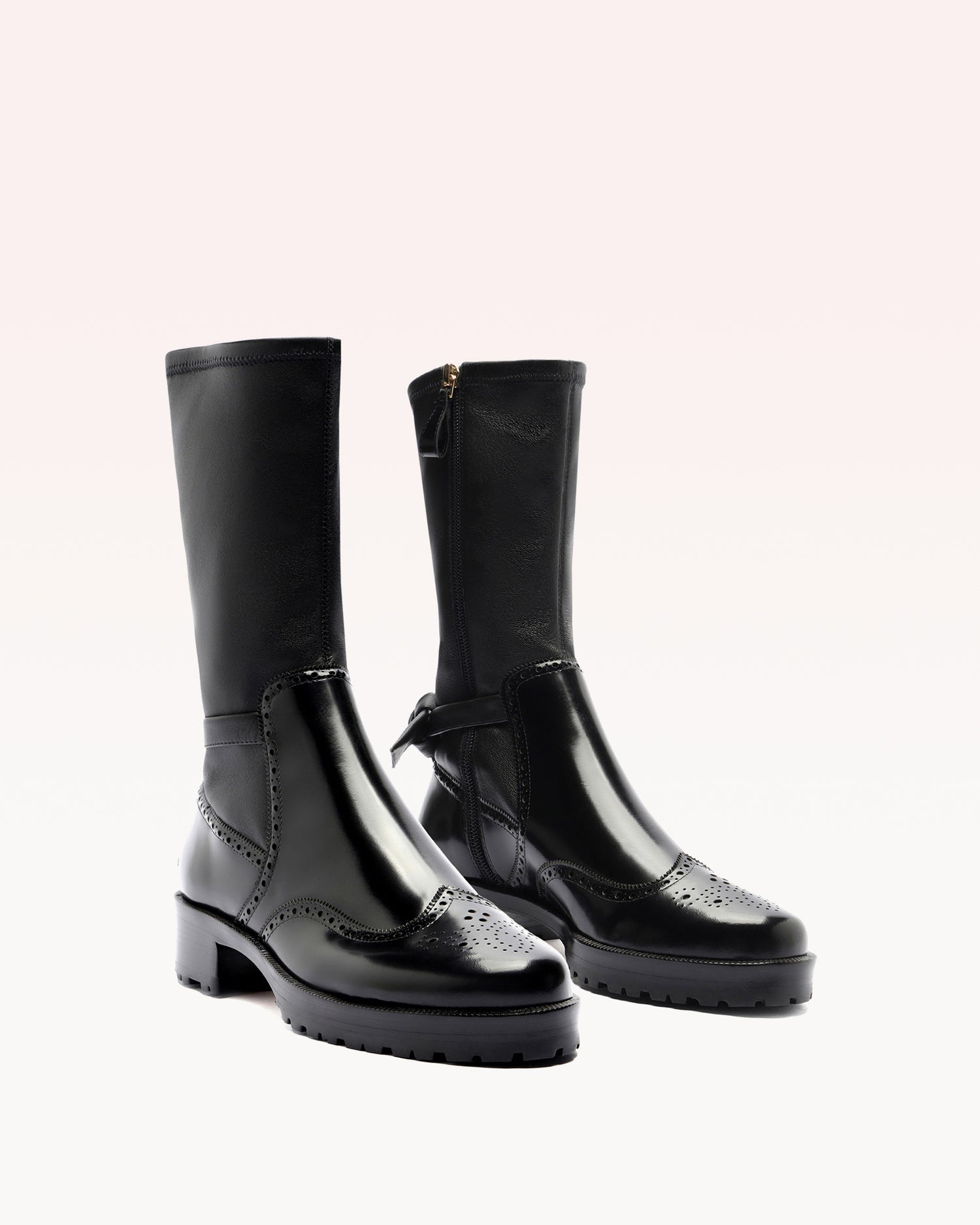 CLARITA MOTORCYCLE BROGUE BOOT BLACK - 2