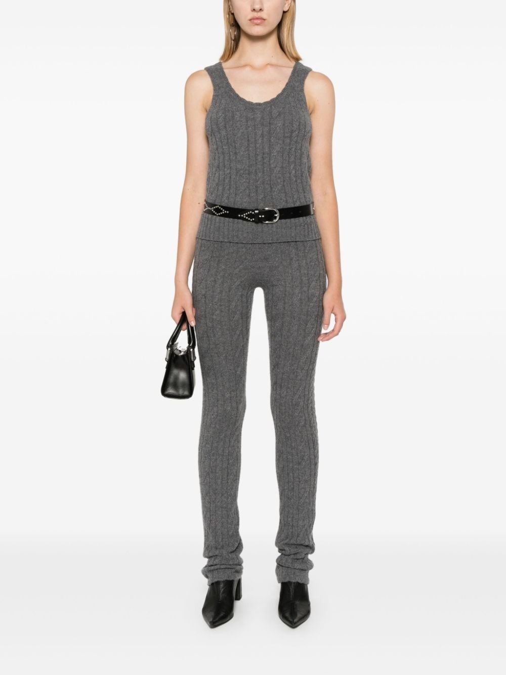 cable-knit straight trousers - 2