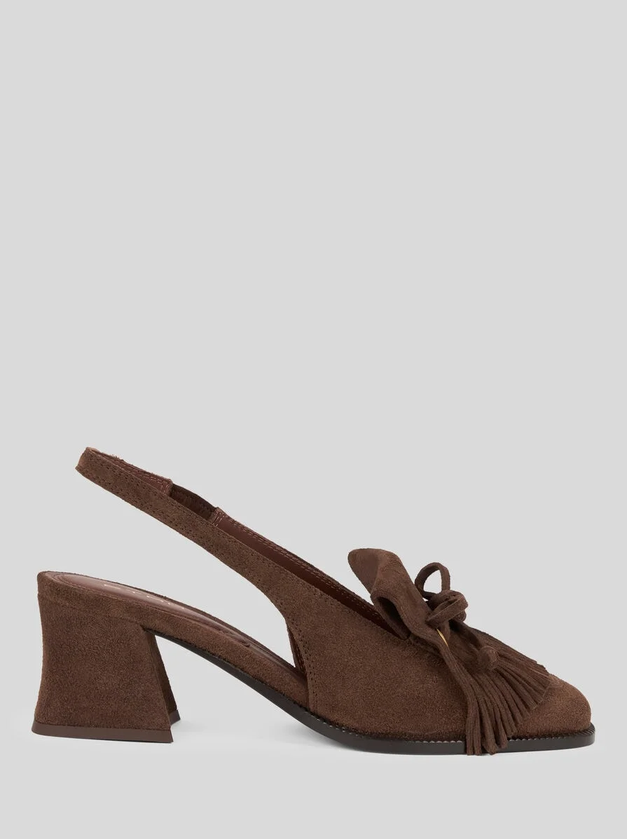 SLINGBACK SUEDE LOAFERS WITH FRINGING - 1