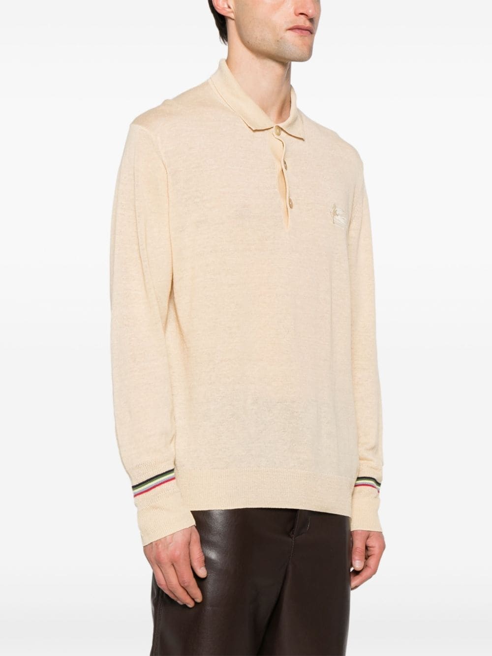 Pegaso-embroidered knitted polo shirt - 3