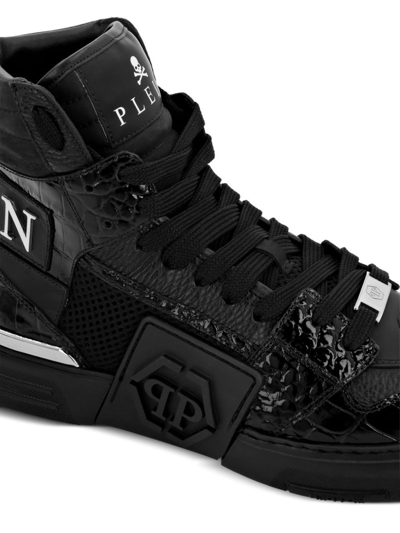 Hexagon leather hi-top sneakers 4