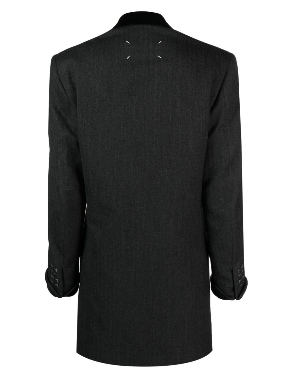 velvet-trim wool single-breasted coat - 2