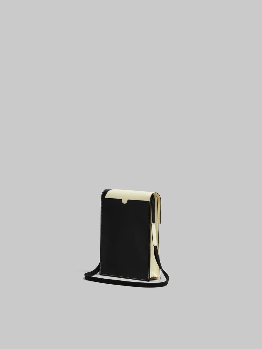 WHITE AND BLACK TRIBECA POUCH WITH SHOELACE STRAP - 3