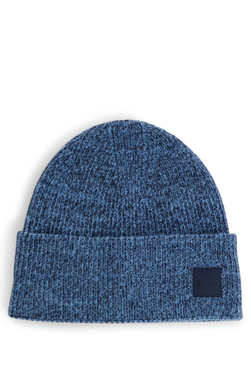 RIBBED BEANIE HAT WITH CONTRASTING LOGO LABEL 1