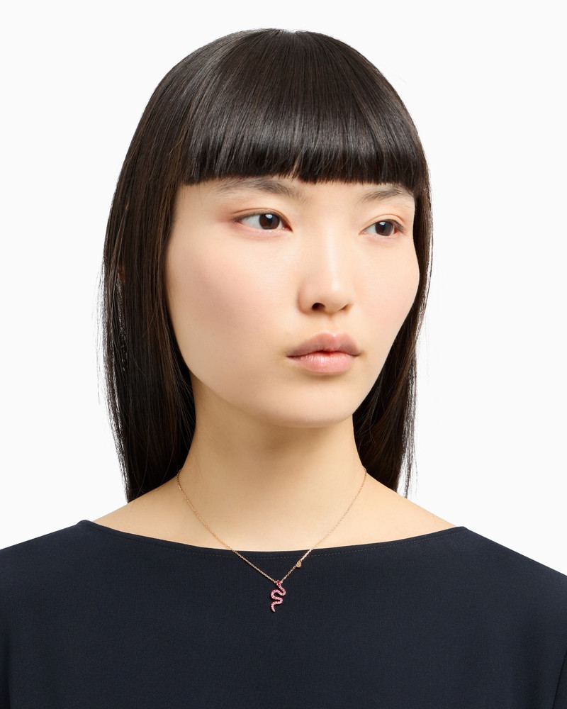 EMPORIO ARMANI 14K ROSE GOLD-PLATED STERLING SILVER PENDANT NECKLACE outlook