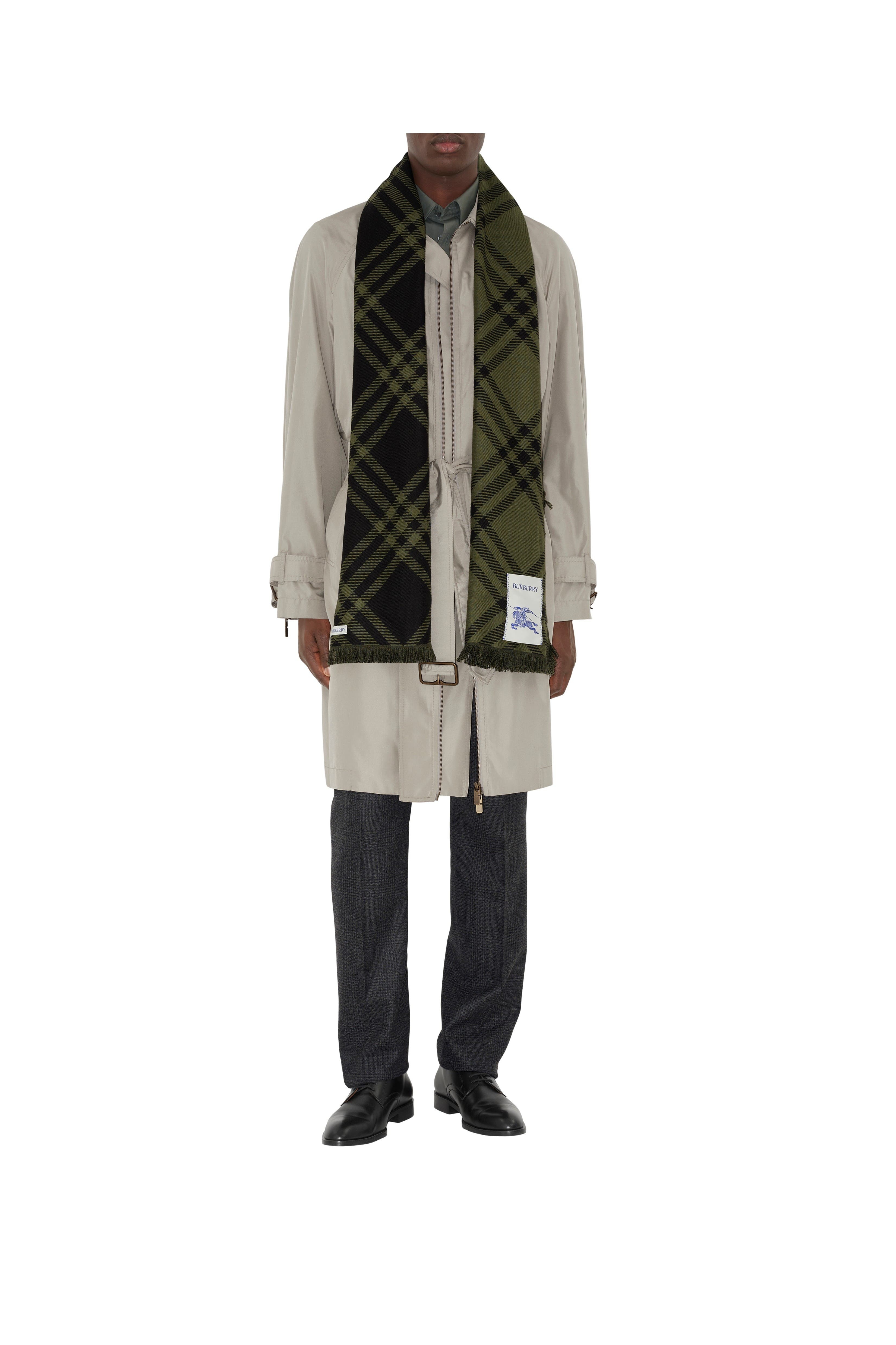 burberry Wide Check Wool Silk Scarf in Shrub/black at Nordstrom - 4